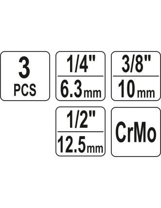 Кардани ударні YATO  1/2" 3/8" 1/4" 3 шт.