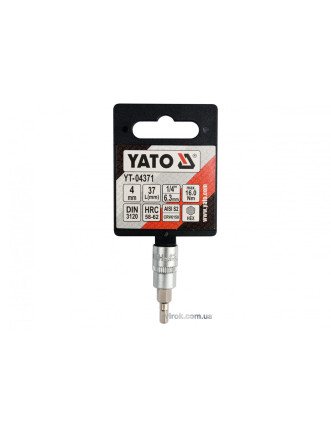 Головка торцева з насадкою викрутковою HEX YATO 1/4" H4 х 37 мм