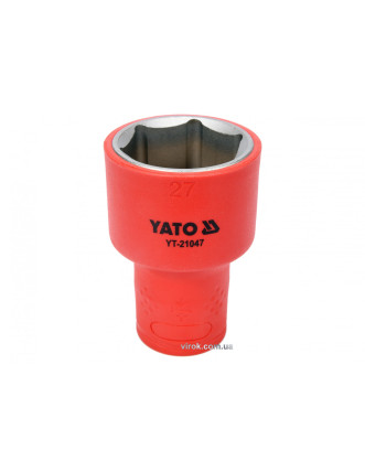 Головка торцева шестигранна діелектрична YATO 1/2" М27 х 60/38 мм VDE до 1000 В