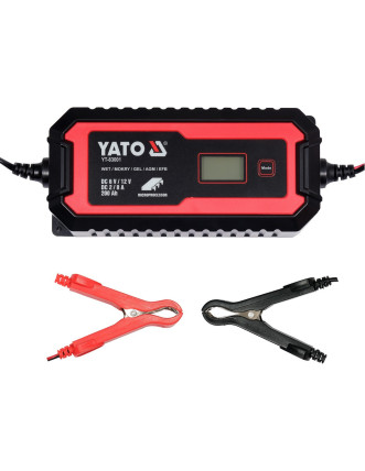 Зарядний прилад мережевий з LCD дисплеєм 230В YATO до акумуляторів 6V-2А 12V-8А, макс. 240 AГод