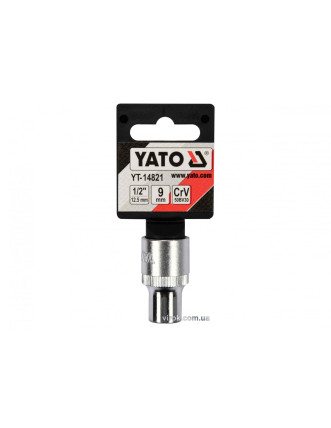Головка торцева Spline YATO 1/2" M9 x 38 мм CrV [Блістер]