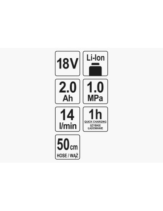 Компресор акумуляторний YATO Li-Ion 18 В 2 Агод 1 МПа 14 л/хв
