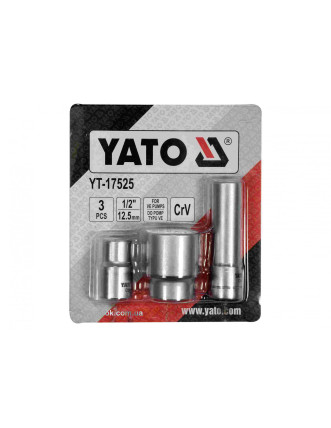 Головки торцеві для обслуговування інжекторних помп YATO 1/2" Cr-V 3 шт