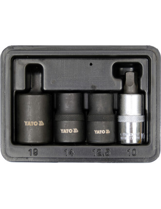 Головки 5-гранні для гальмівних супортів авто YATO: квадр-1/2", 12.5, 14, 19 мм біта- 10 мм, 4 шт