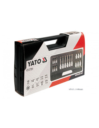 Набір головок торцевих YATO 1/2" і 1/4" з насадками TORX 18 предметів