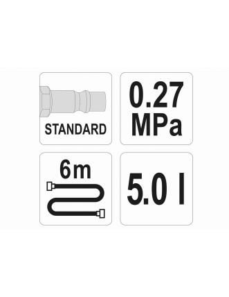 Пристрій для заміни рідини в гальмівних системах авто YATO 2.7 бар 5 л шланг- 6 м