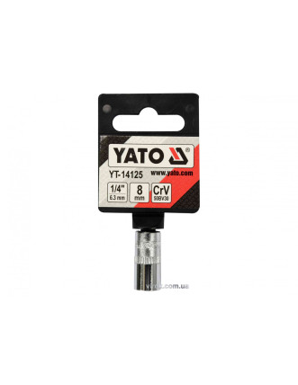 Головка торцева шестигранна YATO 1/4" М8 CrV [Блістер]