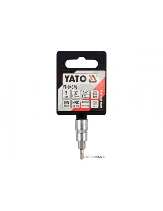 Головка торцева з викрутковою насадкою HEX YATO 1/4" H3 x 37 мм