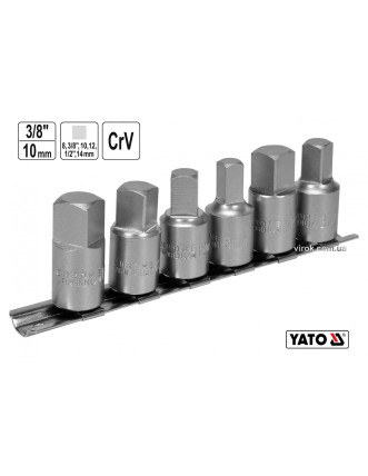 Набір торцевих головок для оливозливних пробок YATO 3/8" 3/8" 1/2" 8-10-12-14 мм 6 шт