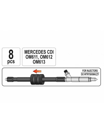 Знімач форсунок в двигунах "MERCEDES" YATO з комплектом вставок 8 шт