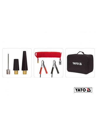 Компресор автомобільний YATO 12 В 250 Вт 60 л/хв 1 МПа + шланг 5 м + насадки + мішок