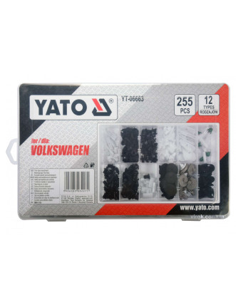 Набір кріплень автомобільної обшивки VOLKSWAGEN YATO 12 типорозмірів 255 шт